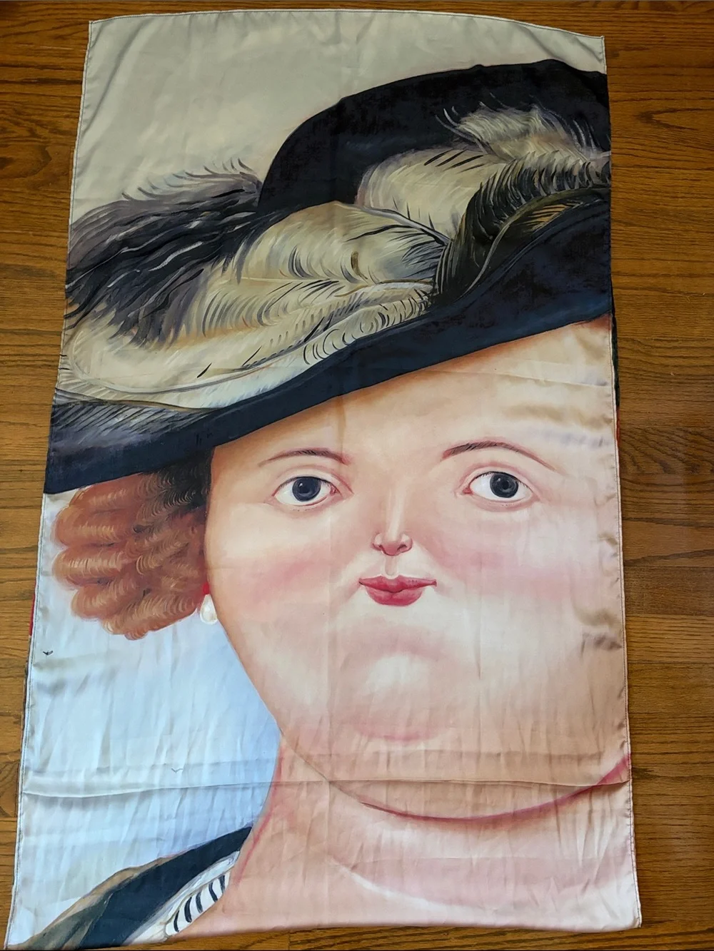 Vintage Portrait Print Scarf in Cream and Black